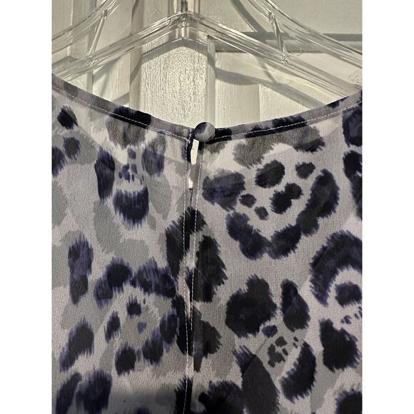 Adrianna Papell Twist Dress High Low Leopard Watercolor Size 2 Purple - Picture 8 of 13